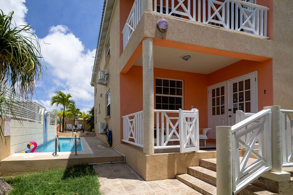 Entrance and pool at Providence Terrace in Christ Church, Barbados